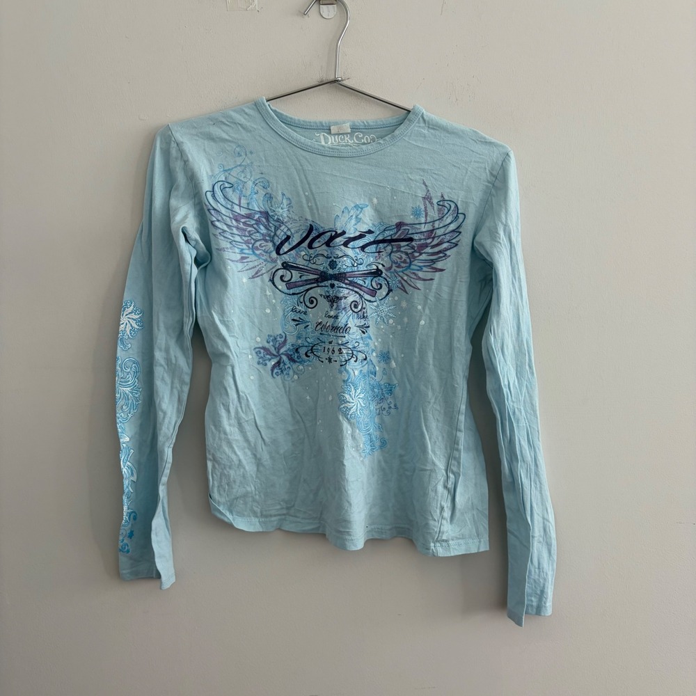 Duck Co Vail Colorado Graphic Long Sleeve T-Shirt Light Blue Medium